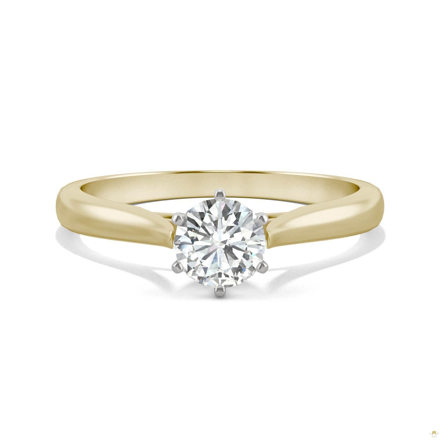 0.50 CTW   Round Moissanite Engagement Ring in 14K Two-Toned Gold