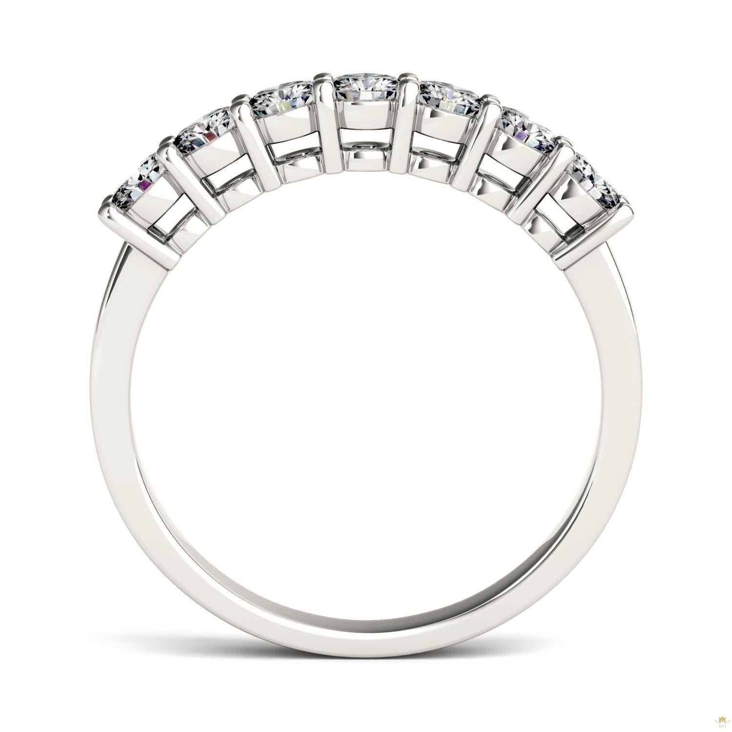 0.70 CTW   Round Moissanite Seven Stone Ring in 14K White Gold