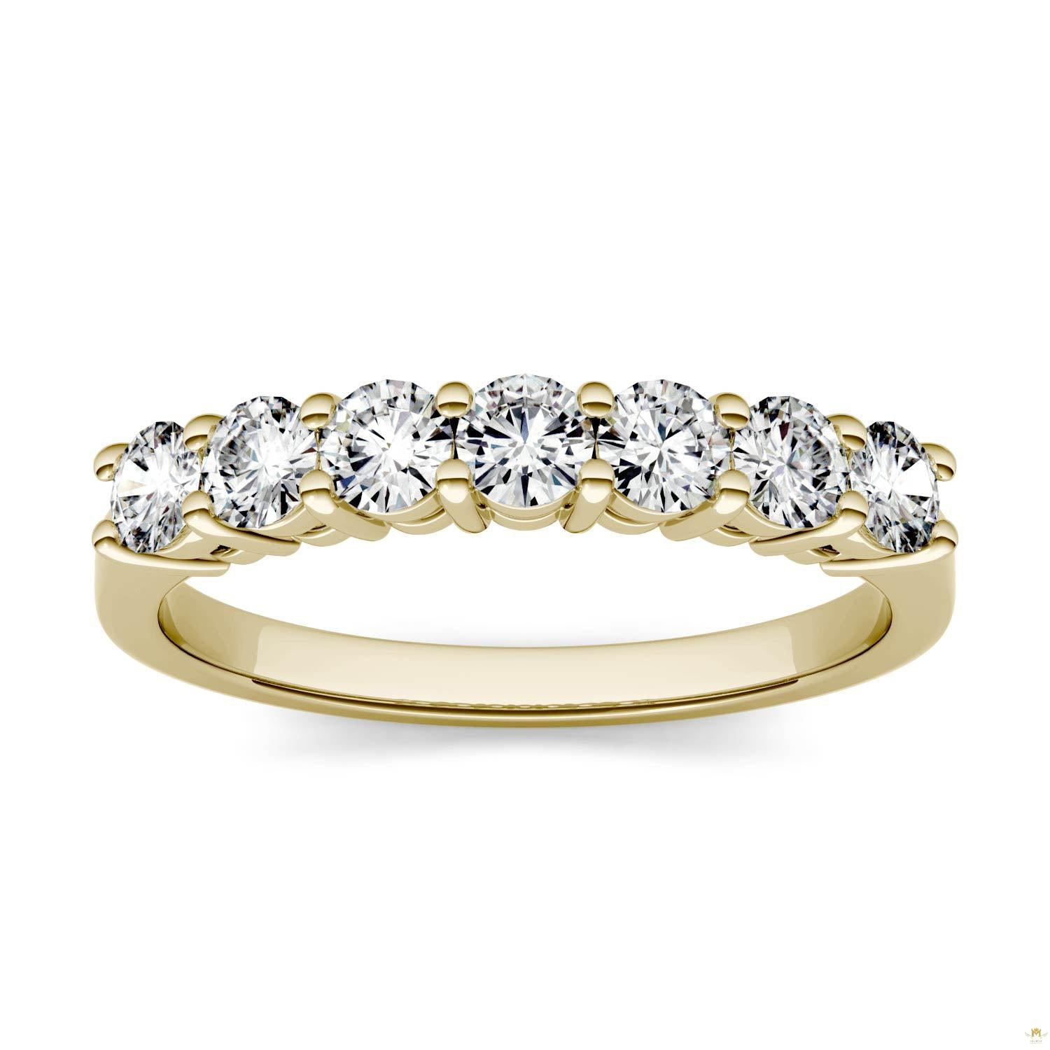 0.70 CTW   Round Moissanite Seven Stone Ring in 14K Yellow Gold