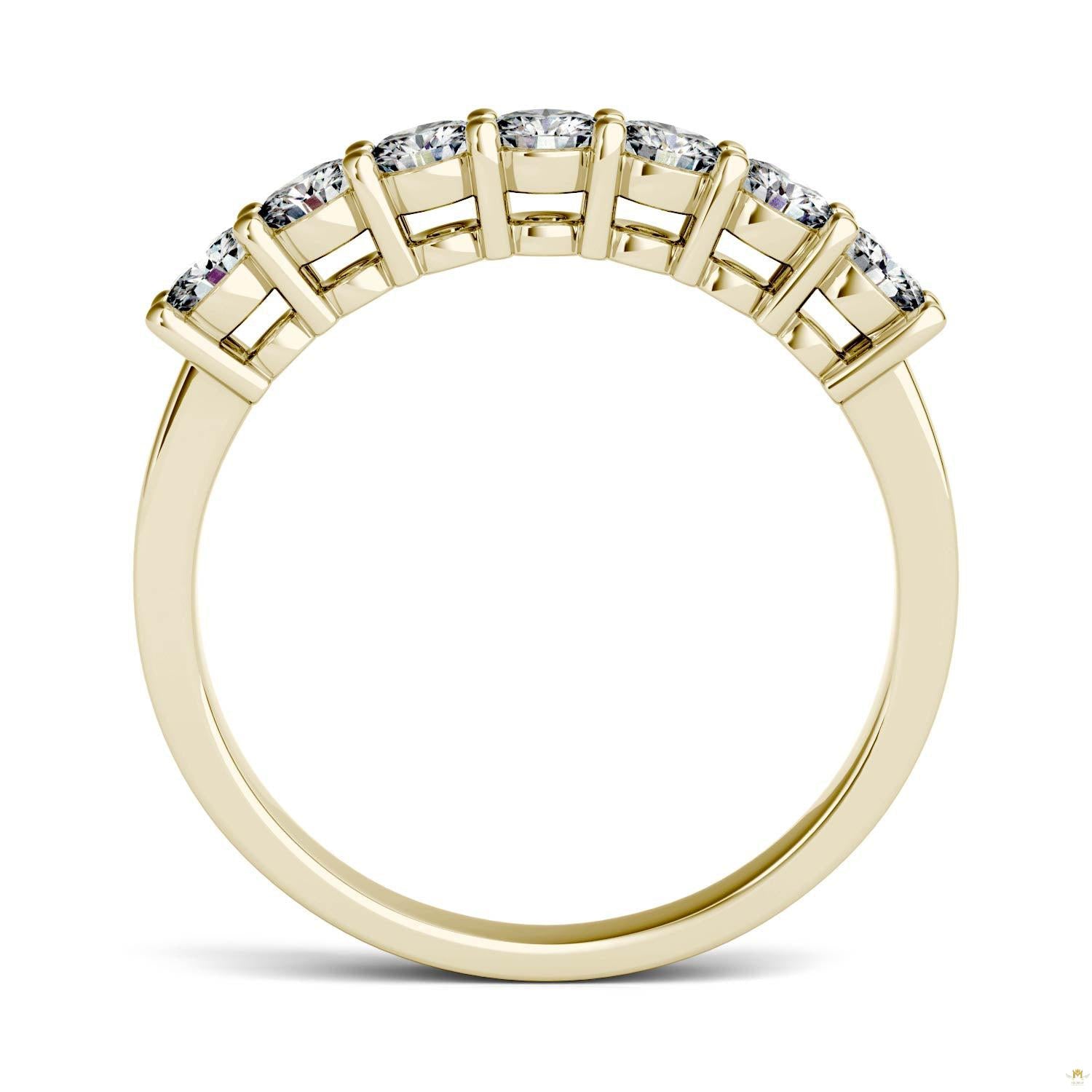 0.70 CTW   Round Moissanite Seven Stone Ring in 14K Yellow Gold