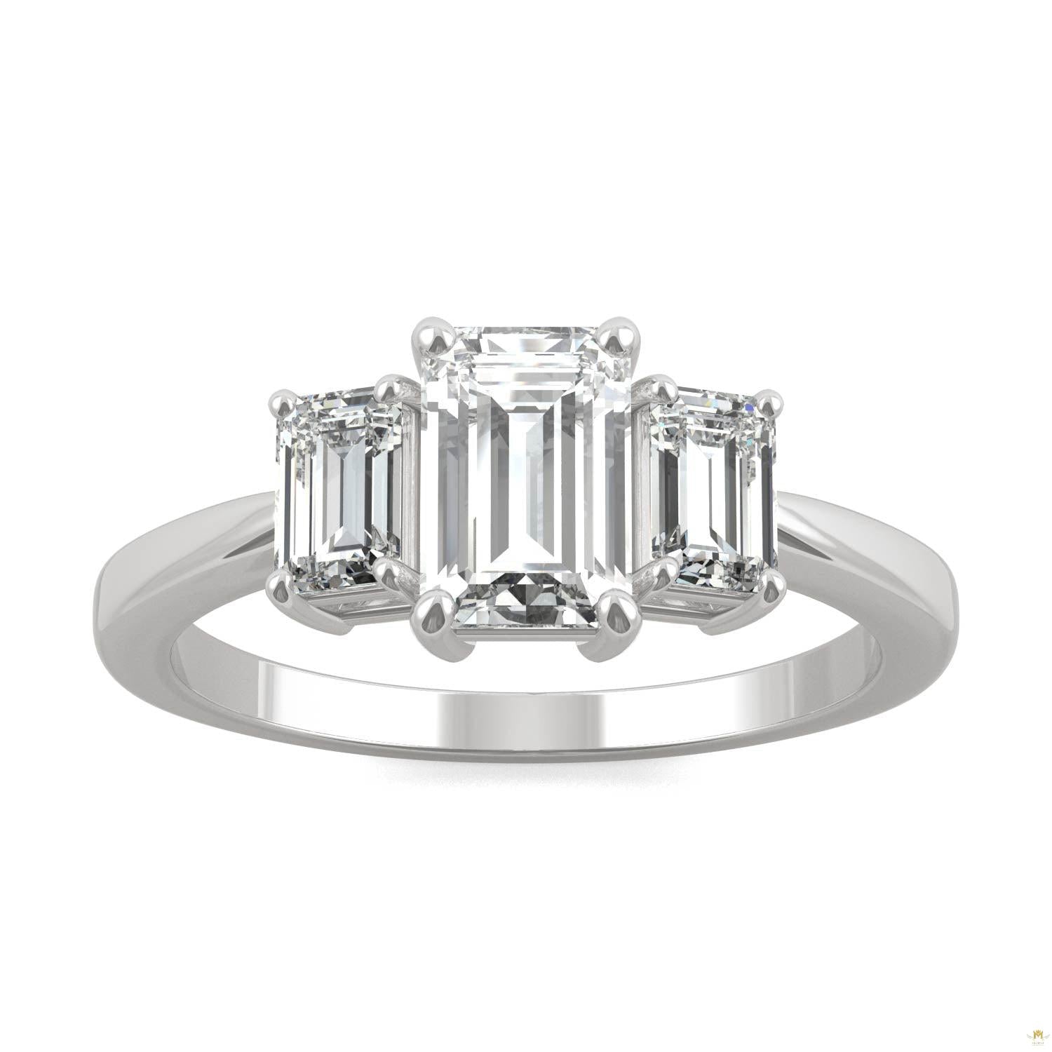 1.55 CTW   Emerald Moissanite Basket Ring in 14K White Gold