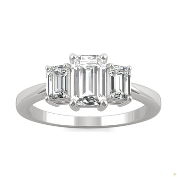 1.55 CTW   Emerald Moissanite Basket Ring in 14K White Gold