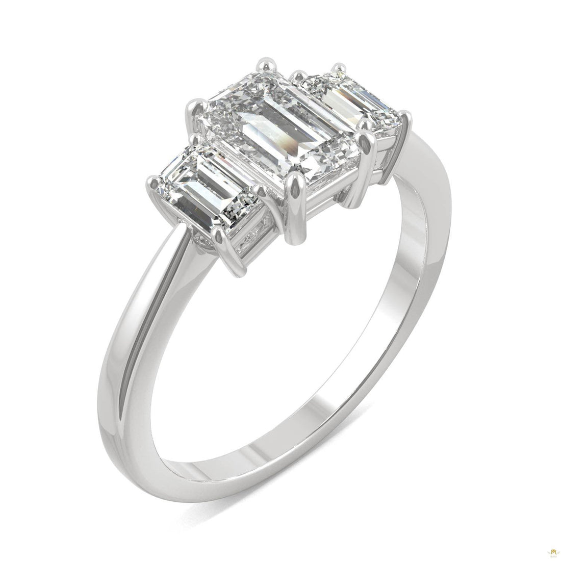1.55 CTW   Emerald Moissanite Basket Ring in 14K White Gold
