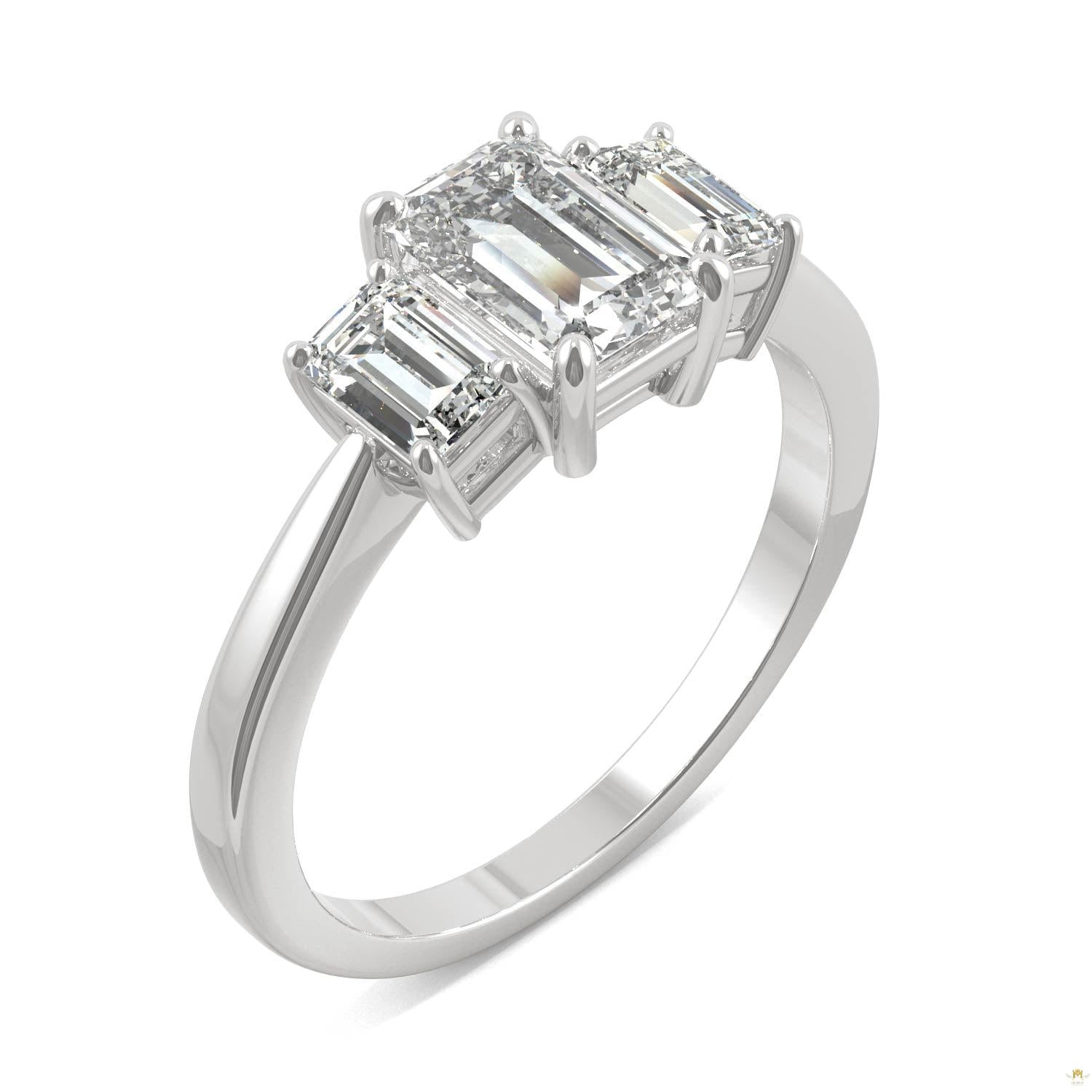 1.55 CTW   Emerald Moissanite Basket Ring in 14K White Gold