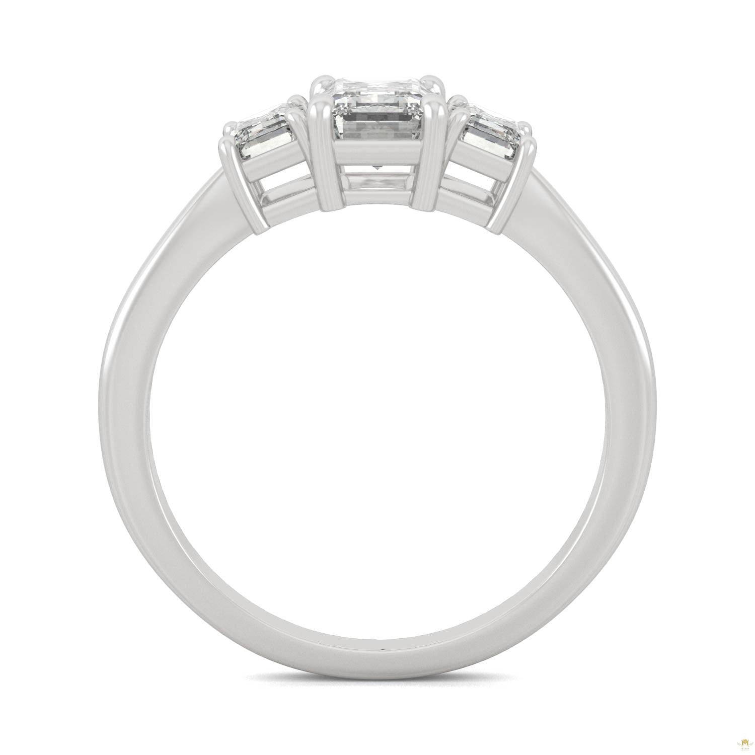 1.55 CTW   Emerald Moissanite Basket Ring in 14K White Gold