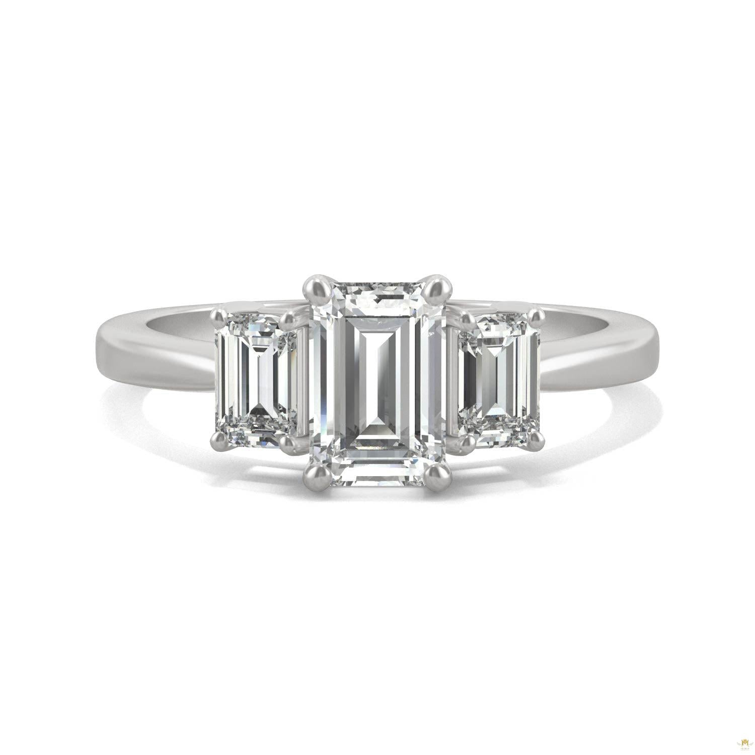 1.55 CTW   Emerald Moissanite Basket Ring in 14K White Gold
