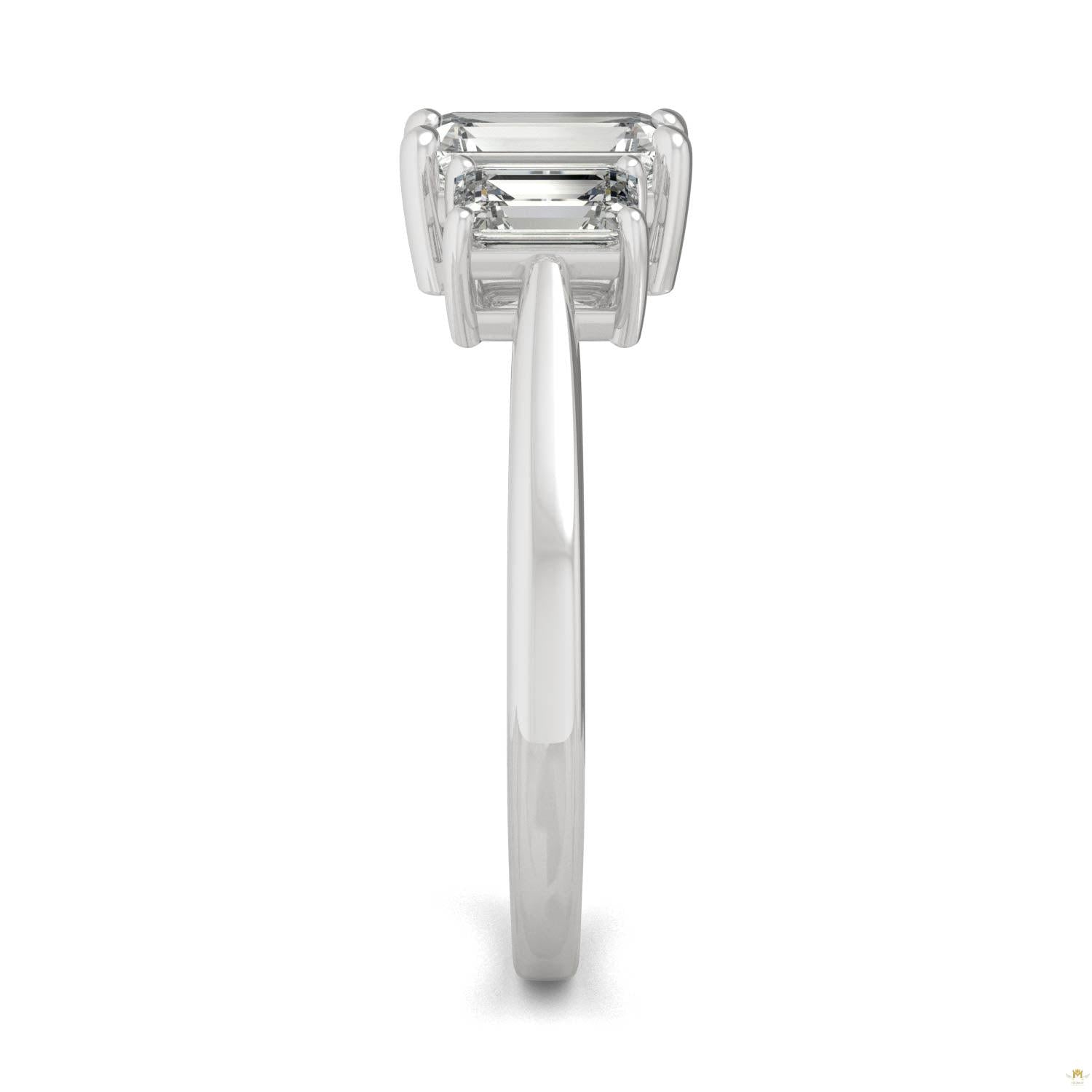 1.55 CTW   Emerald Moissanite Basket Ring in 14K White Gold