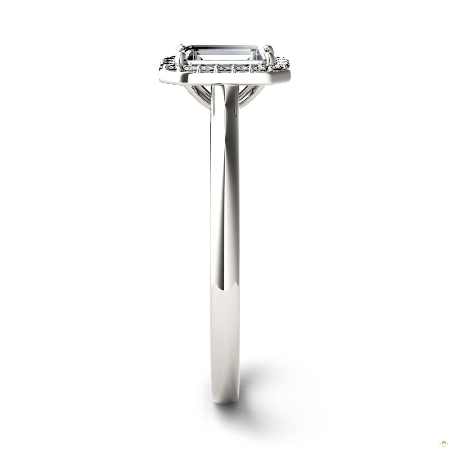 0.68 CTW   Emerald Moissanite Halo Ring in 14K White Gold