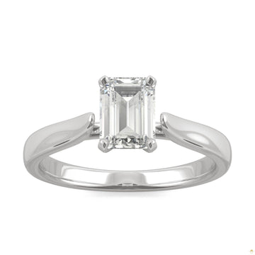1.01 CTW   Emerald Moissanite Solitaire Ring in 14K White Gold