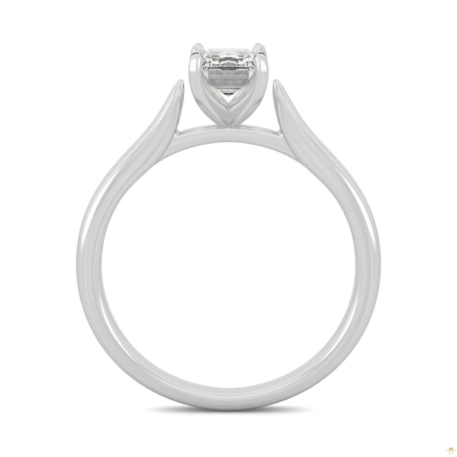 1.01 CTW   Emerald Moissanite Solitaire Ring in 14K White Gold