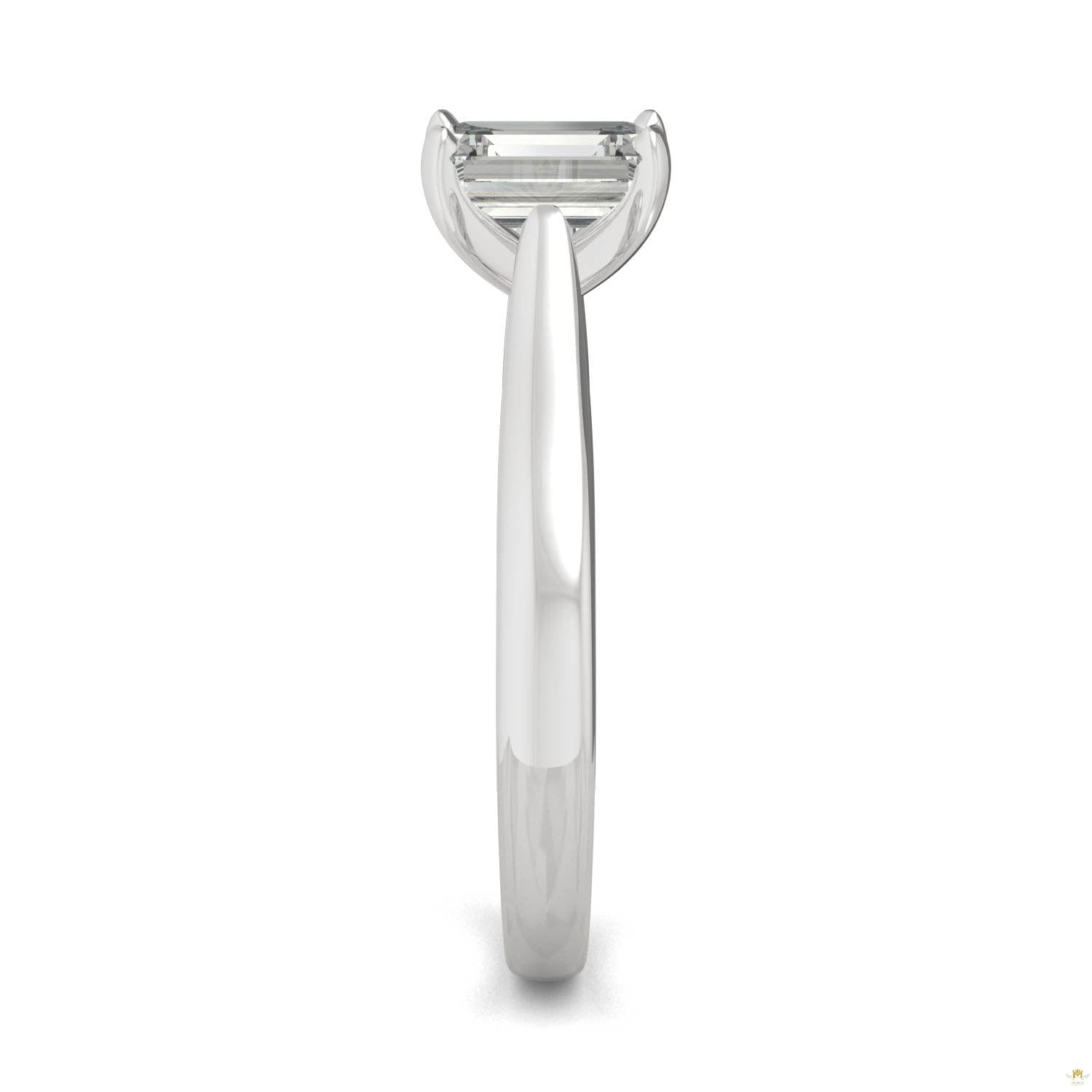 1.01 CTW   Emerald Moissanite Solitaire Ring in 14K White Gold