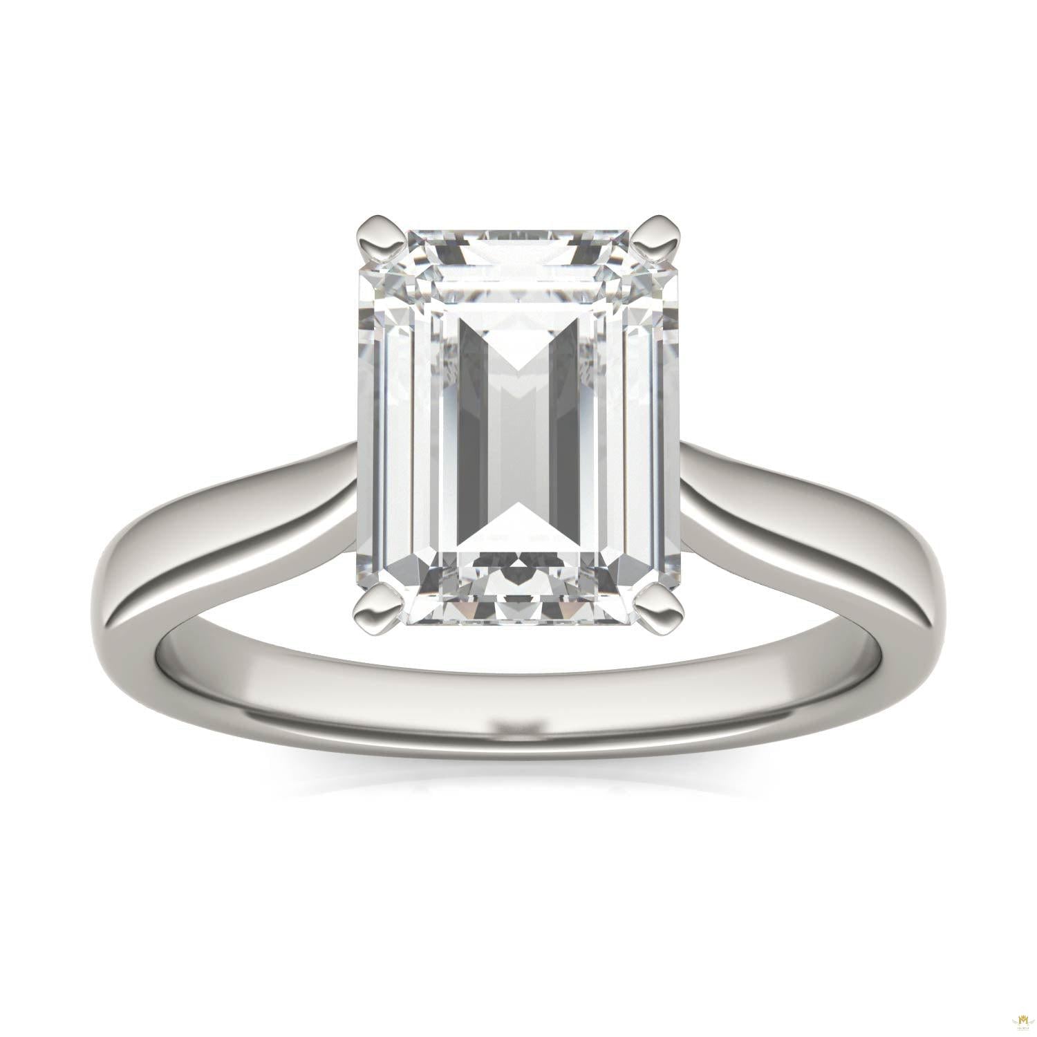 2.52 CTW   Emerald Moissanite Solitaire Ring in 14K White Gold