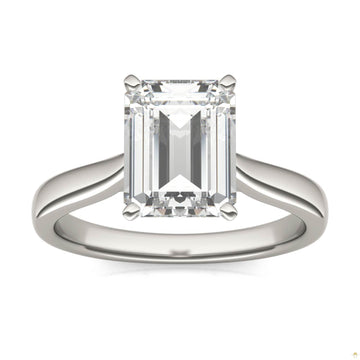 2.52 CTW   Emerald Moissanite Solitaire Ring in 14K White Gold