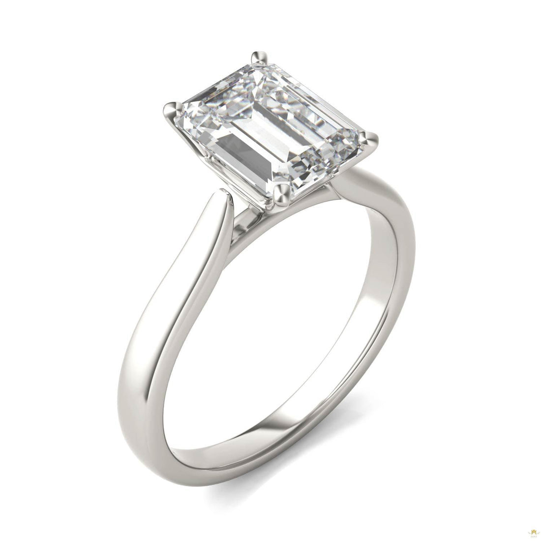 2.52 CTW   Emerald Moissanite Solitaire Ring in 14K White Gold