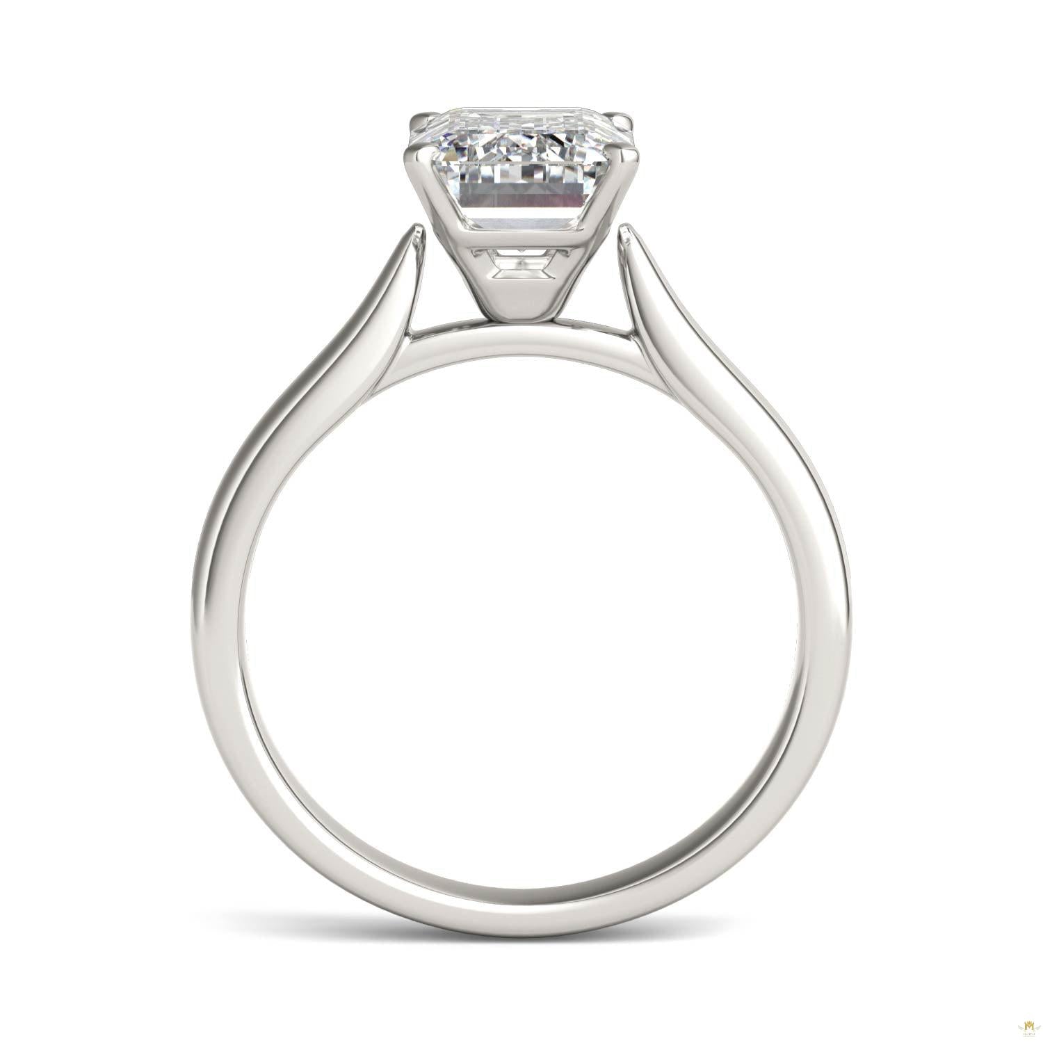 2.52 CTW   Emerald Moissanite Solitaire Ring in 14K White Gold