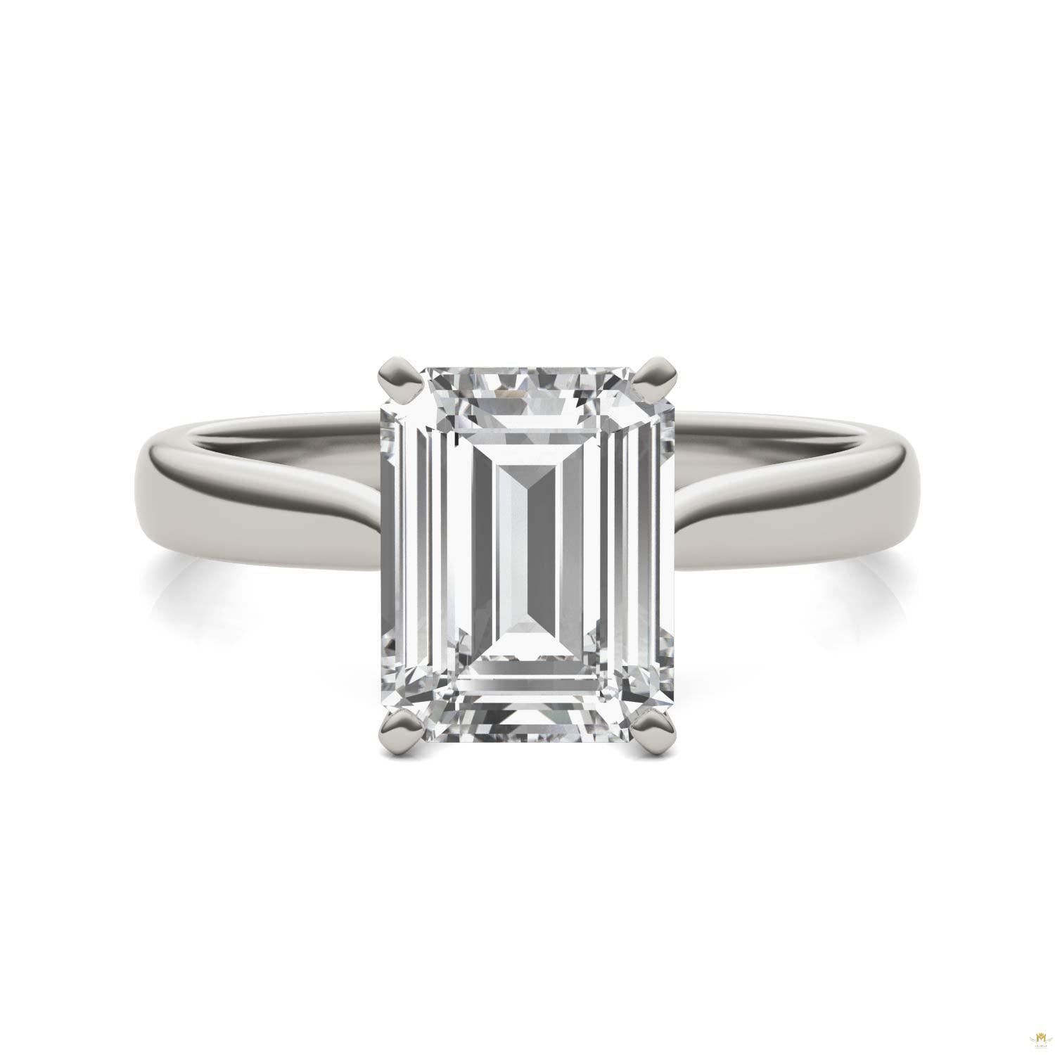 2.52 CTW   Emerald Moissanite Solitaire Ring in 14K White Gold