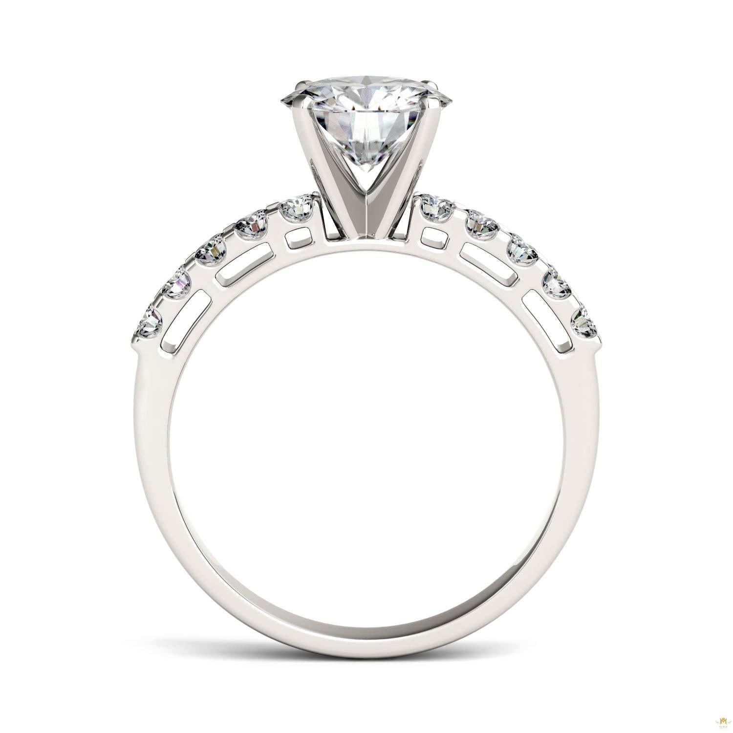 1.80 CTW   Round Moissanite Engagement Ring in 14K White Gold