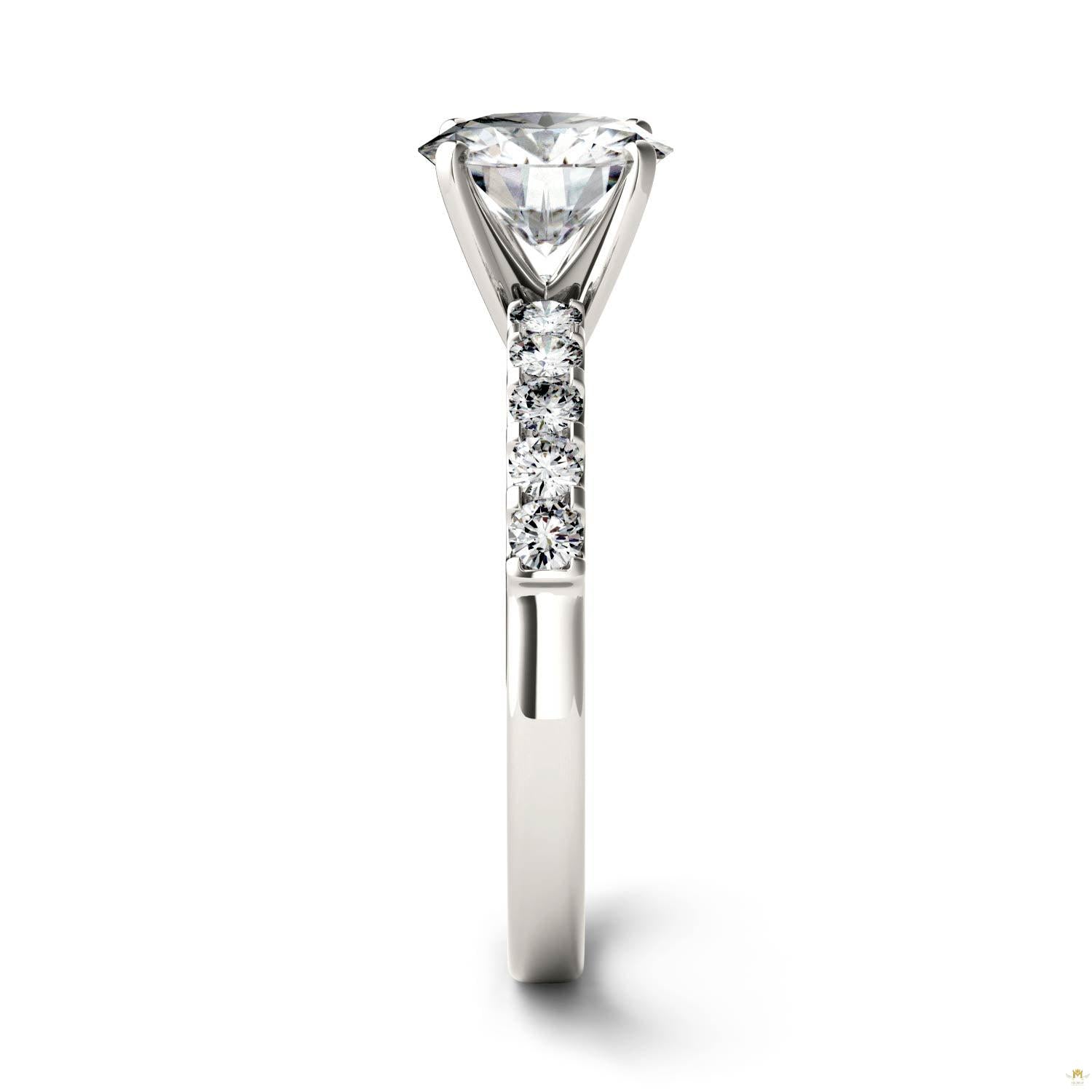 1.80 CTW   Round Moissanite Engagement Ring in 14K White Gold