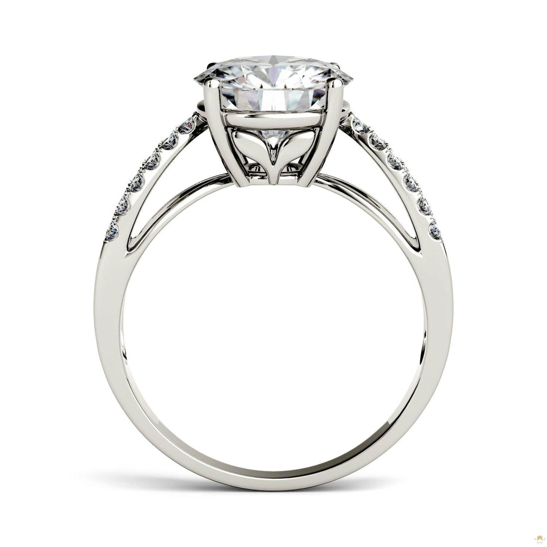 2.92 CTW   Round Moissanite Engagement Ring in 14K White Gold