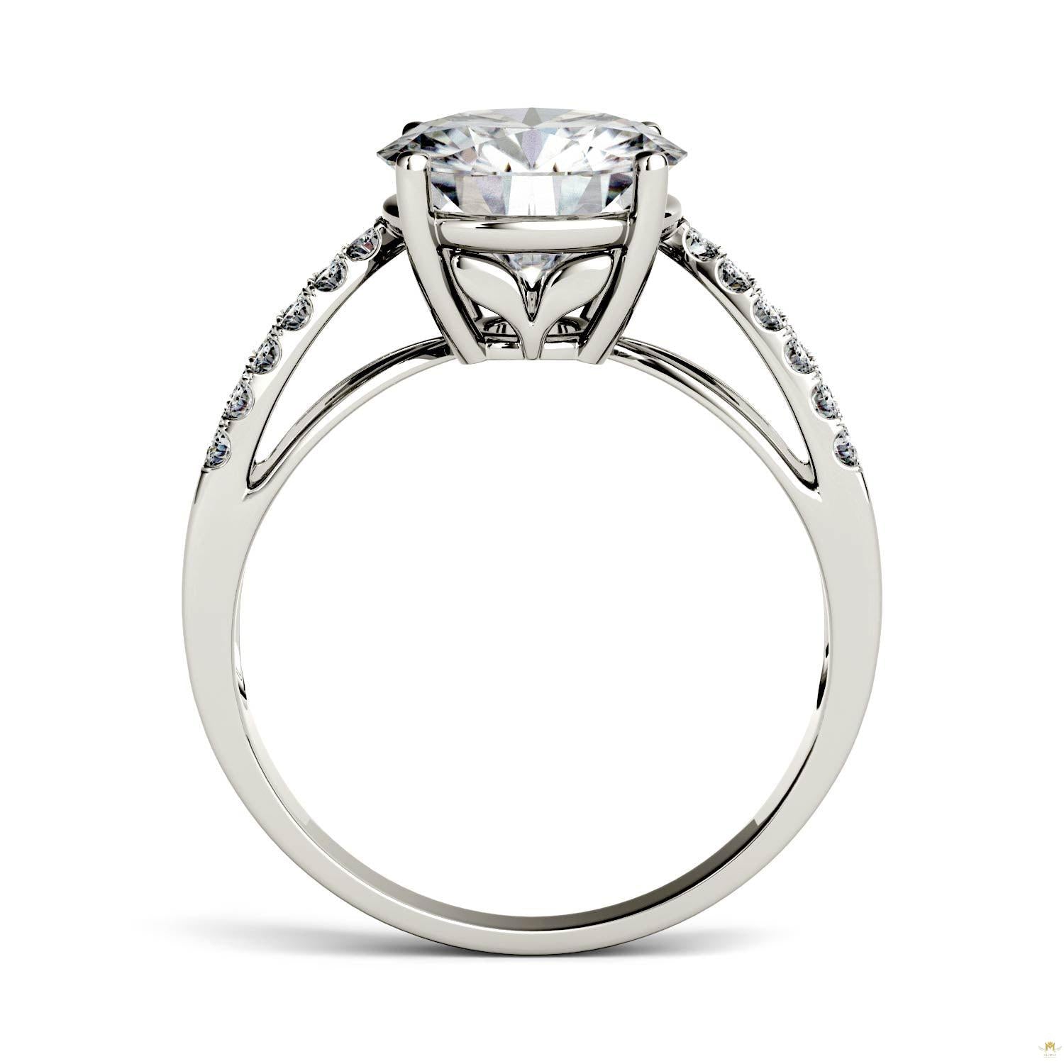 2.92 CTW   Round Moissanite Engagement Ring in 14K White Gold