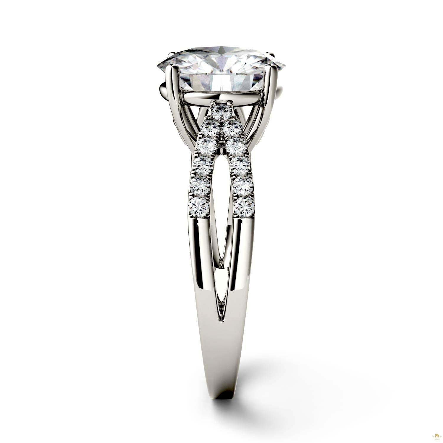 2.92 CTW   Round Moissanite Engagement Ring in 14K White Gold