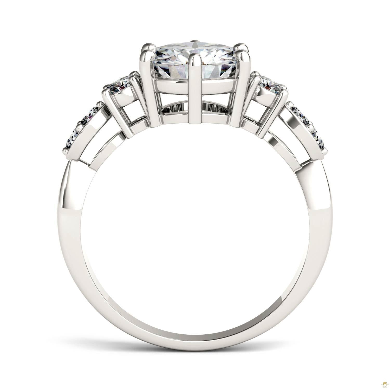 2.22 CTW   Round Moissanite Engagement Ring in 14K White Gold