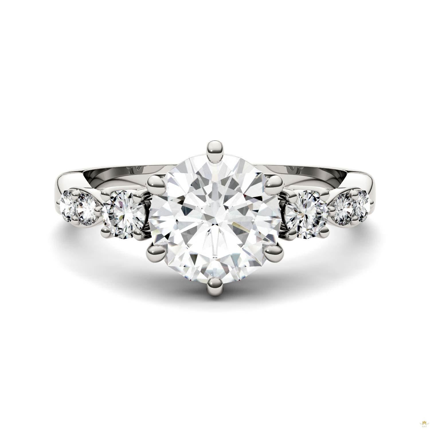 2.22 CTW   Round Moissanite Engagement Ring in 14K White Gold