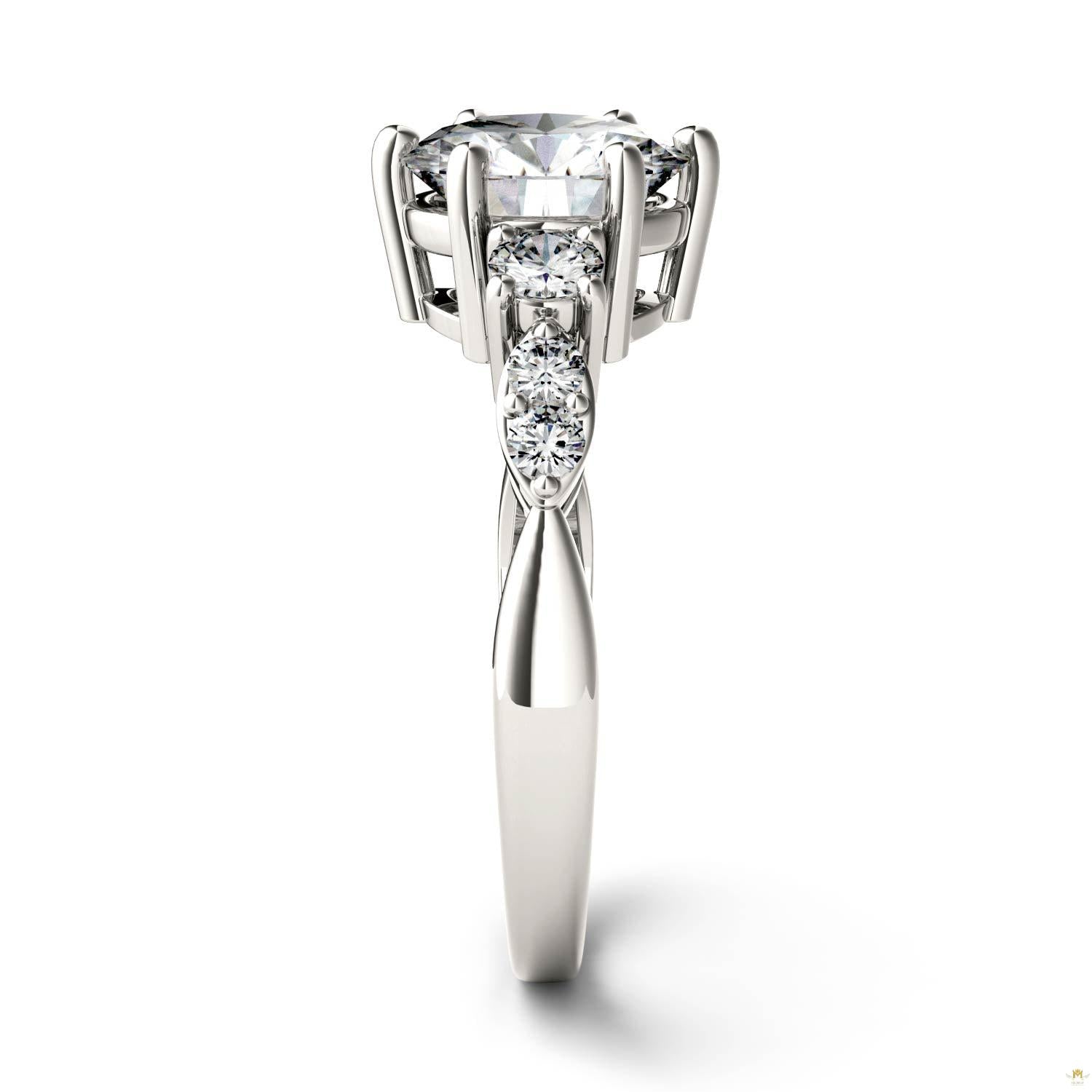 2.22 CTW   Round Moissanite Engagement Ring in 14K White Gold