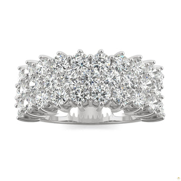 3.00 CTW   Round Moissanite Three Row Ring in 14K White Gold