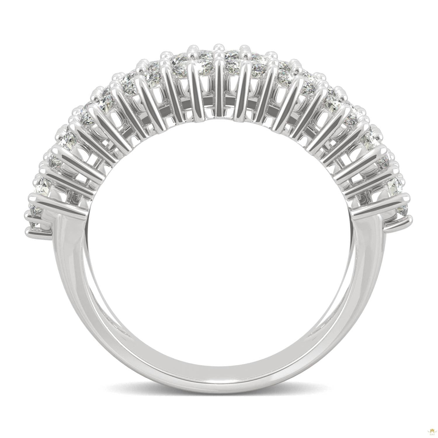 3.00 CTW   Round Moissanite Three Row Ring in 14K White Gold