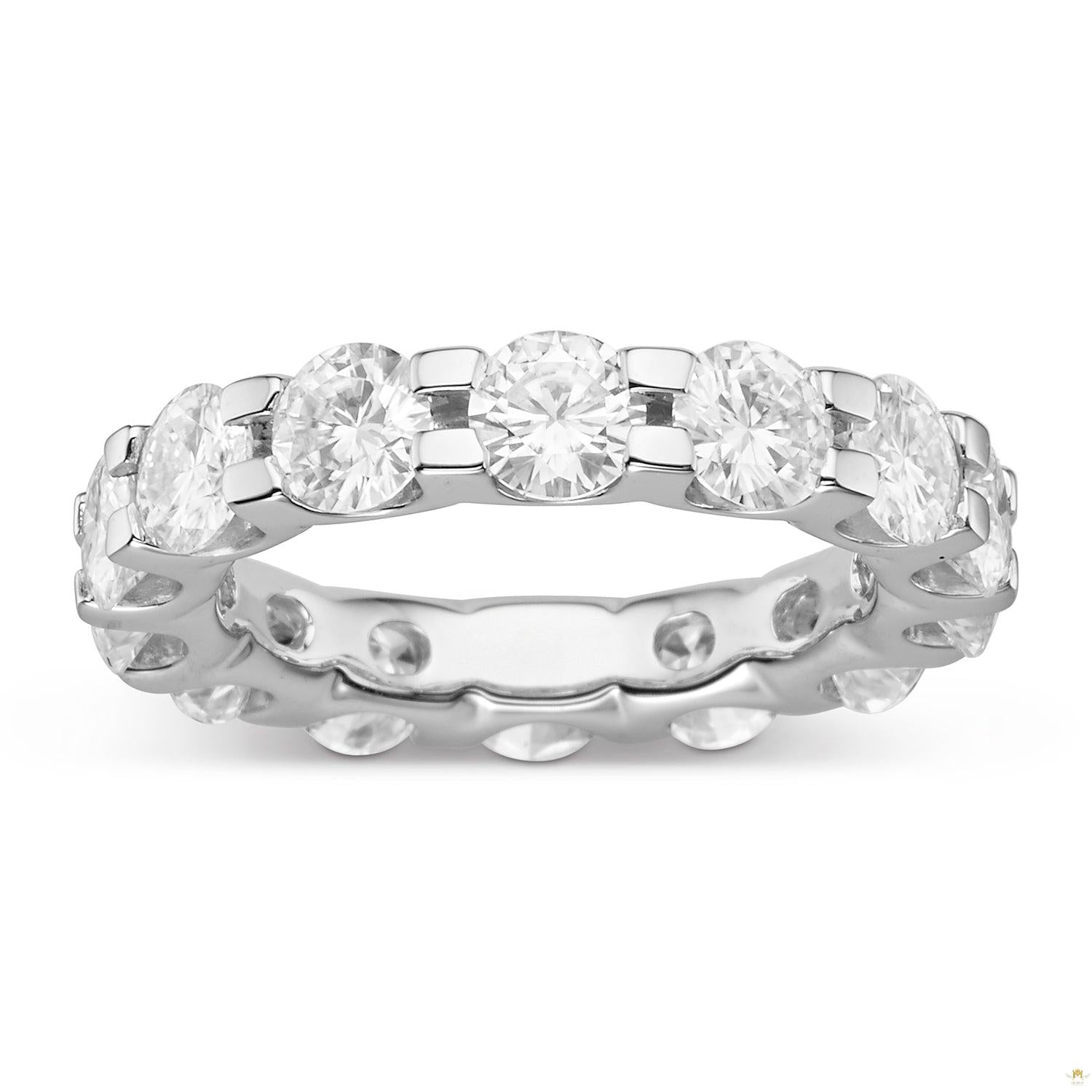 4.62 CTW   Round Moissanite Eternity Band in 14K White Gold