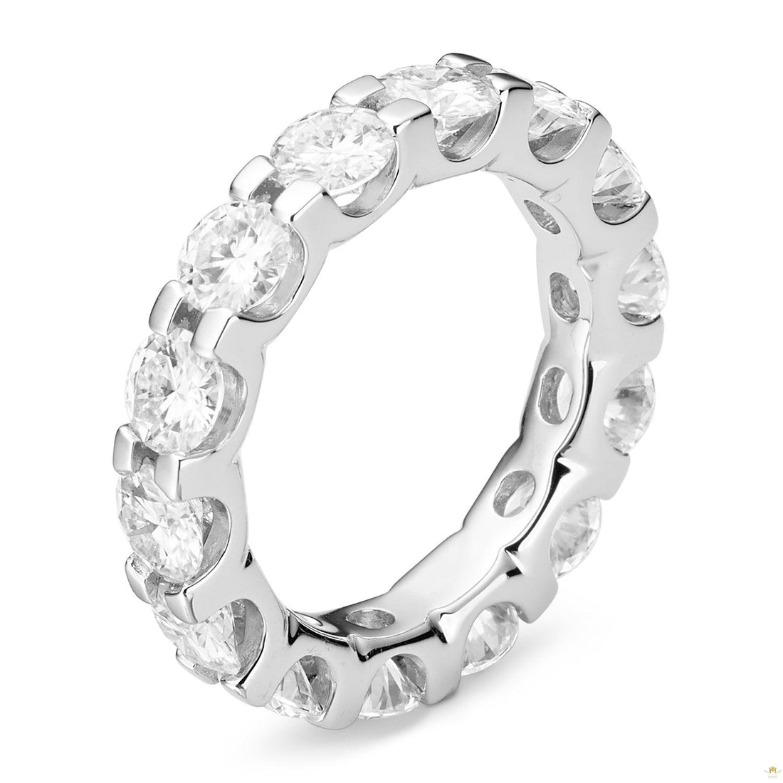 4.62 CTW   Round Moissanite Eternity Band in 14K White Gold