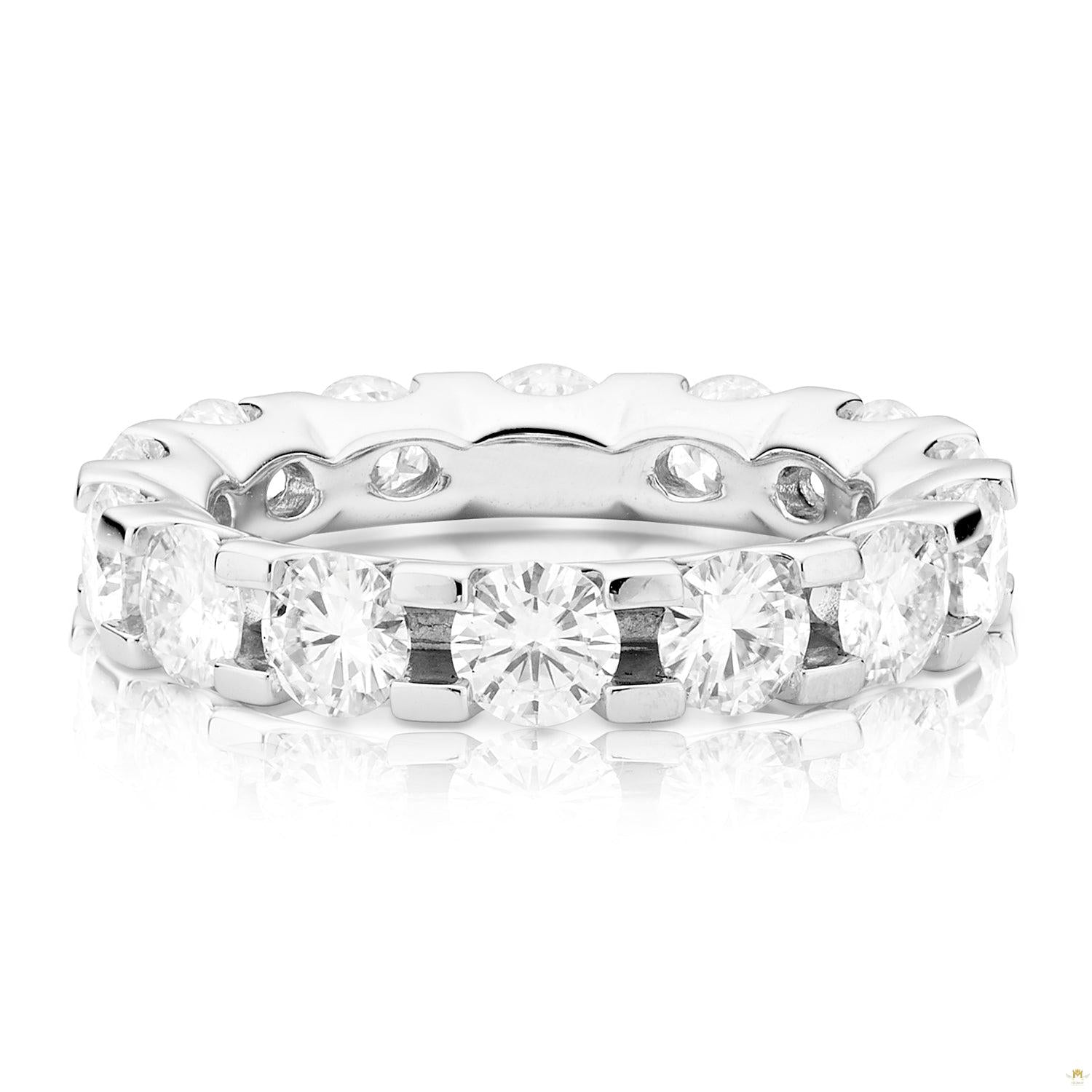4.62 CTW   Round Moissanite Eternity Band in 14K White Gold