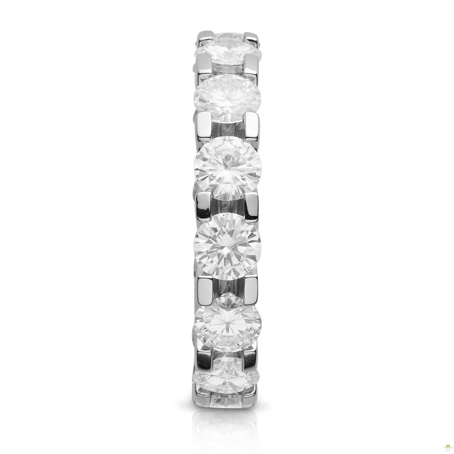 4.62 CTW   Round Moissanite Eternity Band in 14K White Gold