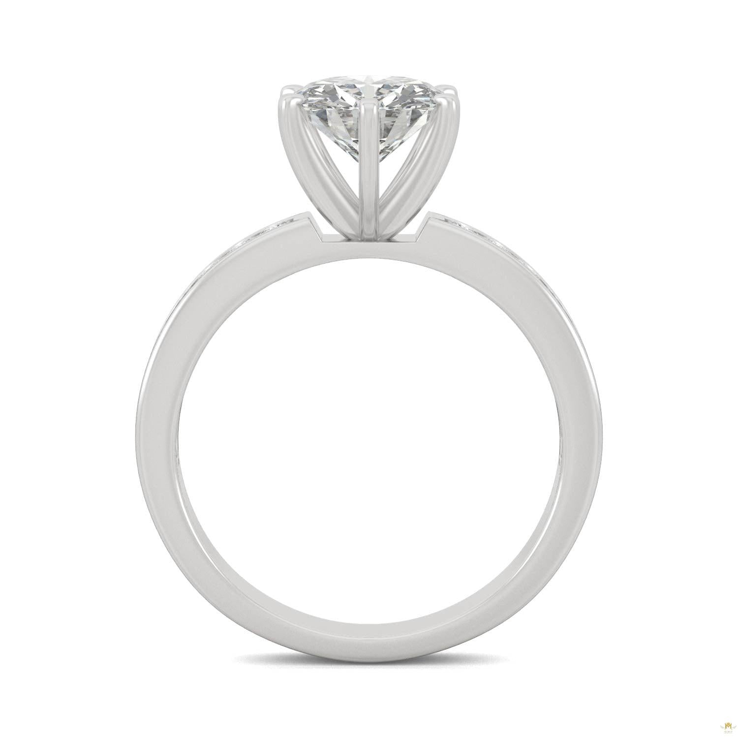 1.70 CTW   Round Moissanite Engagement Ring in 14K White Gold