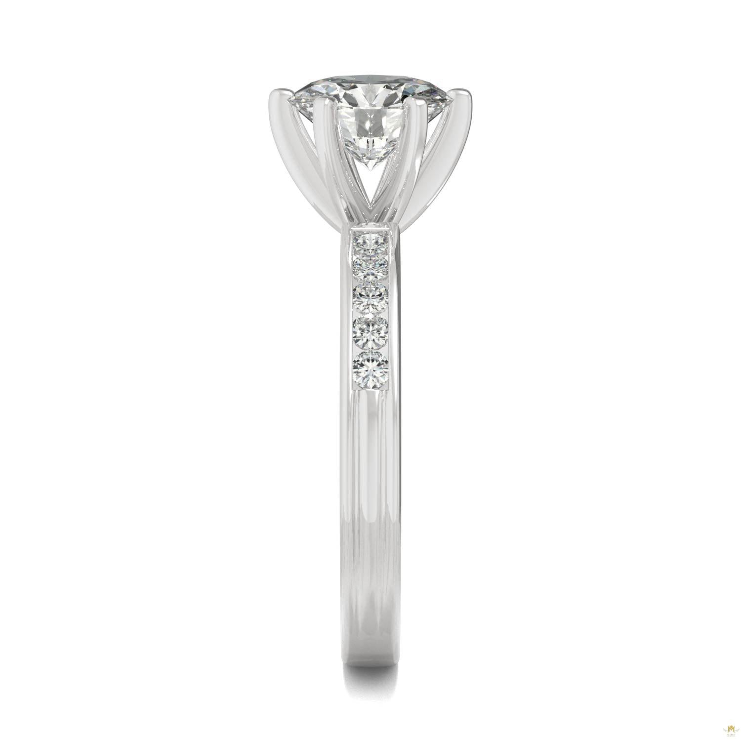 1.70 CTW   Round Moissanite Engagement Ring in 14K White Gold