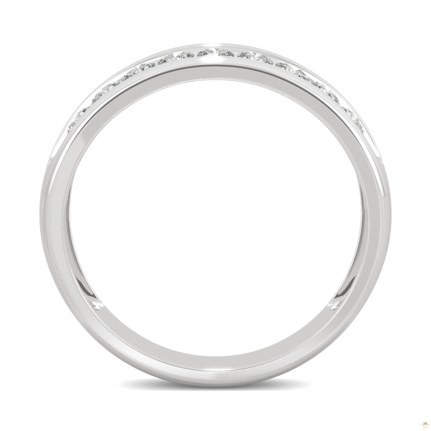 0.72 CTW   Round Moissanite Two Row Ring in 14K White Gold