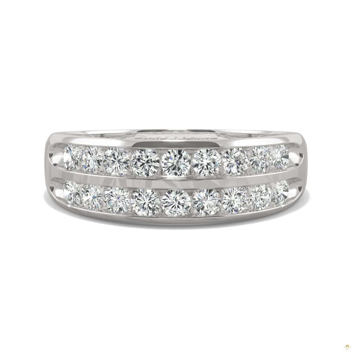 0.72 CTW   Round Moissanite Two Row Ring in 14K White Gold