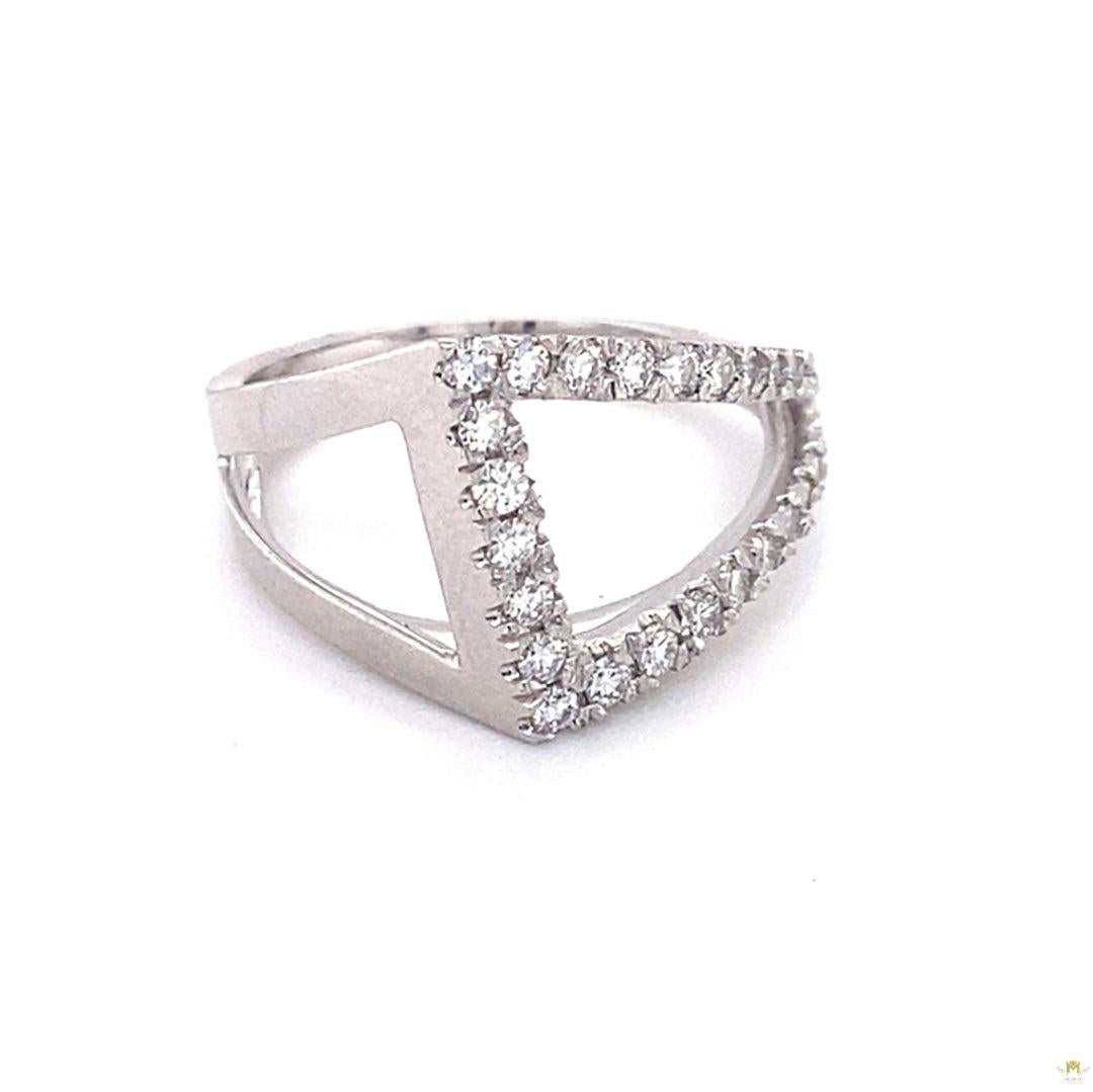 0.51 CTW   Round Near-Colorless Moissanite Statement Ring in 14K White Gold