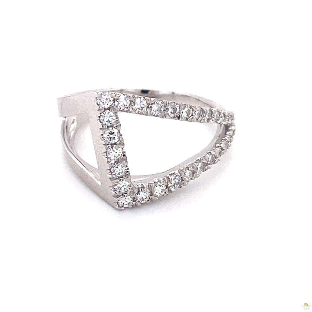 0.51 CTW   Round Near-Colorless Moissanite Statement Ring in 14K White Gold