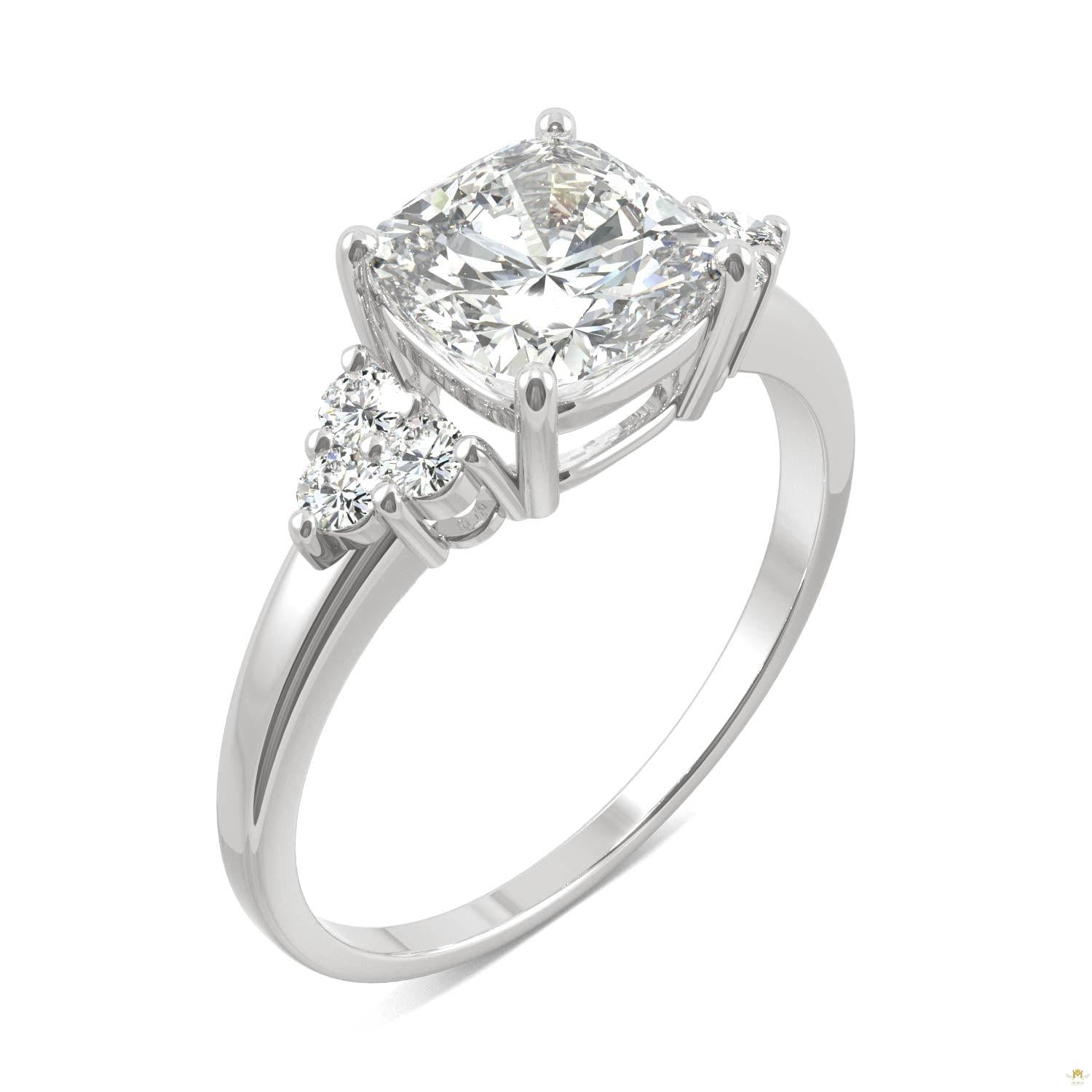 1.88 CTW   Cushion Moissanite Engagement Ring in 14K White Gold