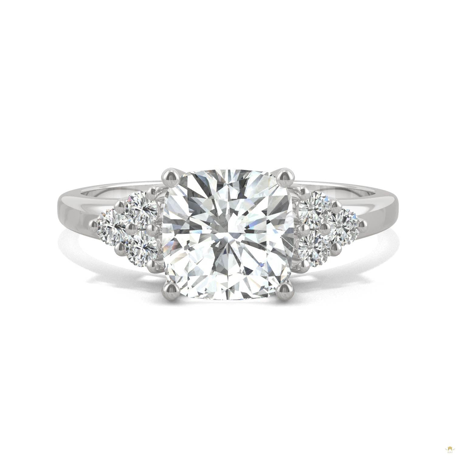 1.88 CTW   Cushion Moissanite Engagement Ring in 14K White Gold