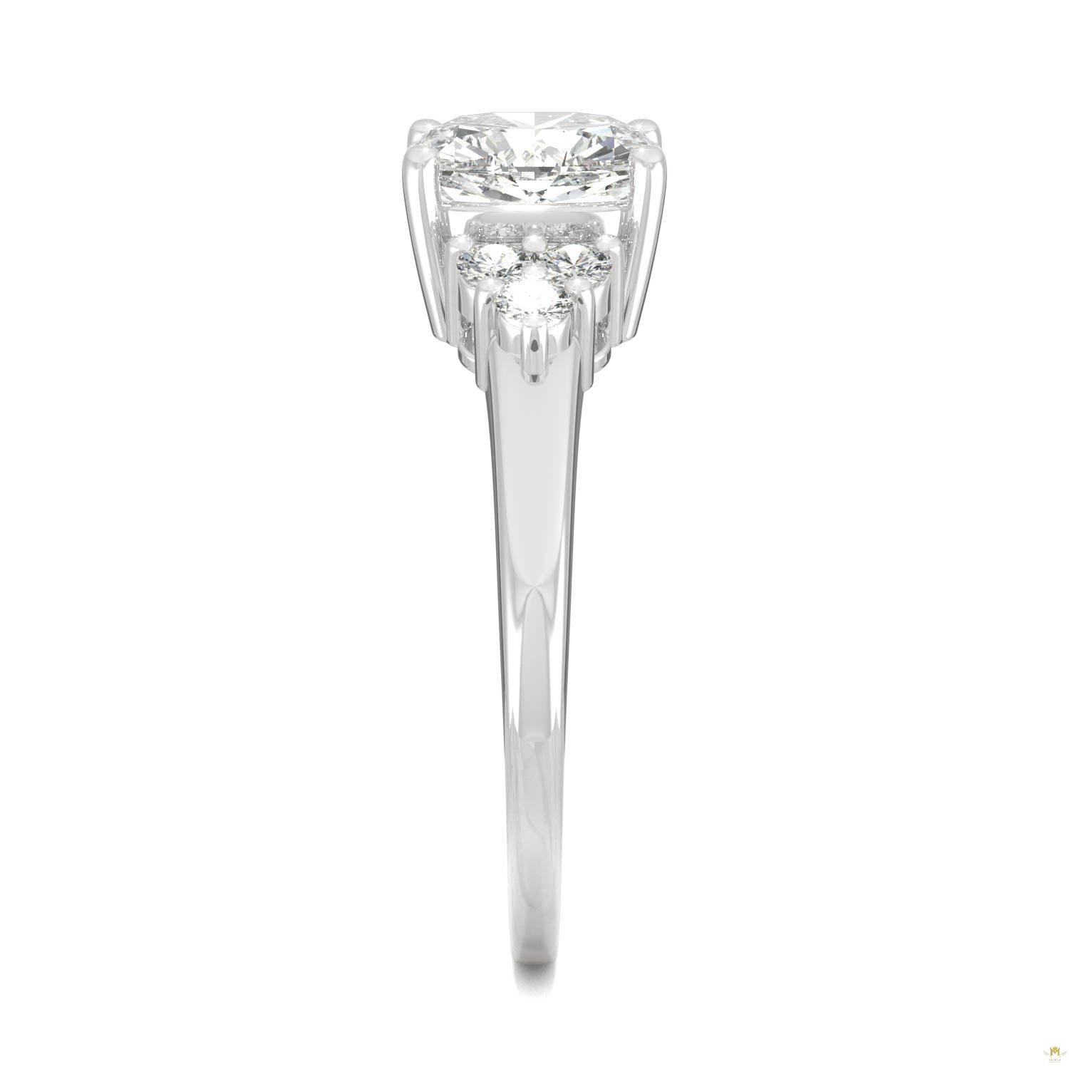 1.88 CTW   Cushion Moissanite Engagement Ring in 14K White Gold