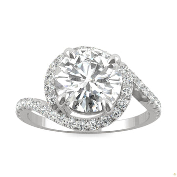 2.24 CTW   Round Moissanite Engagement Ring in 14K White Gold