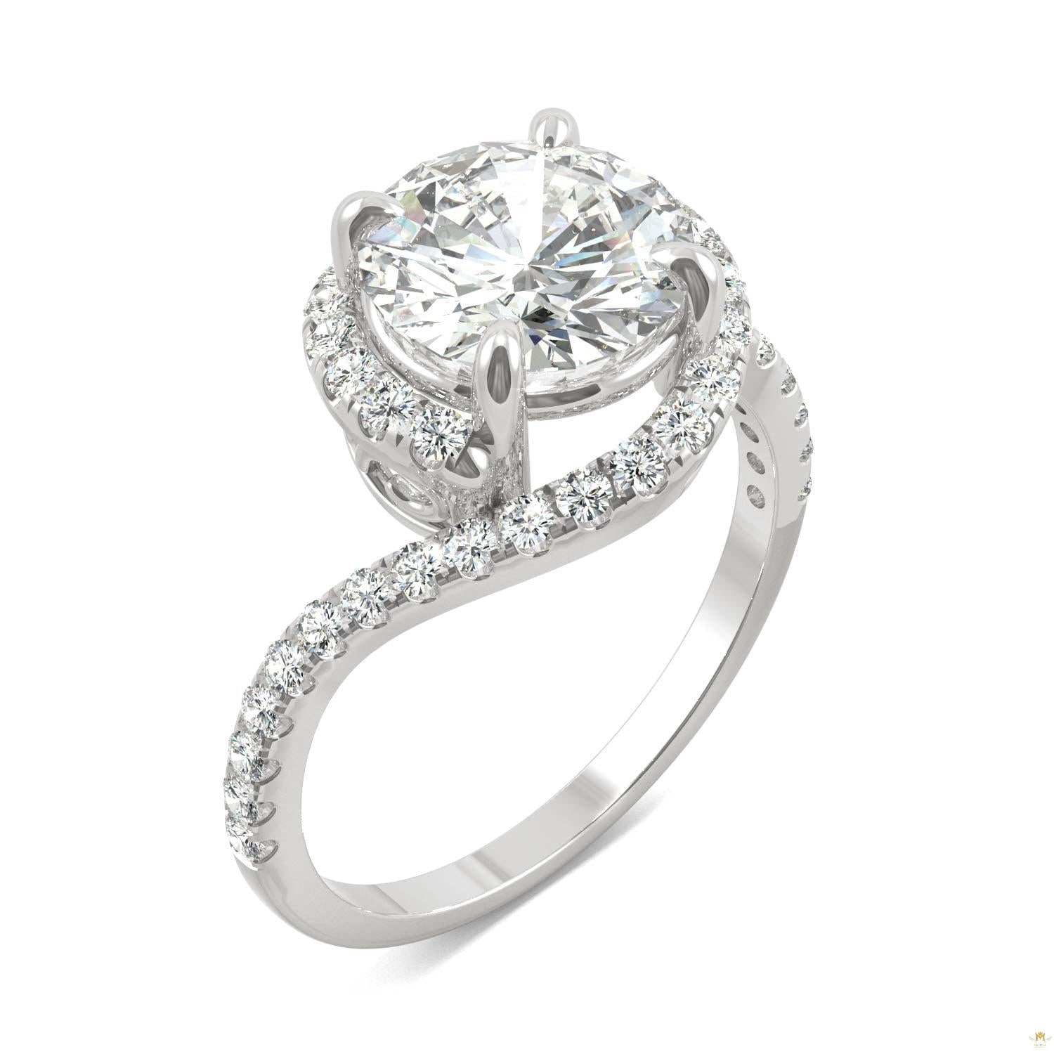2.24 CTW   Round Moissanite Engagement Ring in 14K White Gold