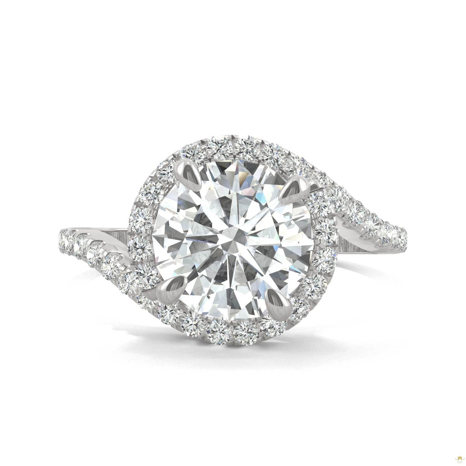 2.24 CTW   Round Moissanite Engagement Ring in 14K White Gold
