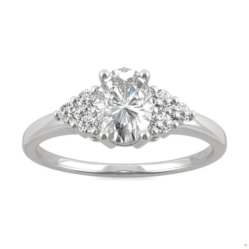 1.08 CTW   Oval Moissanite Engagement Ring in 14K White Gold