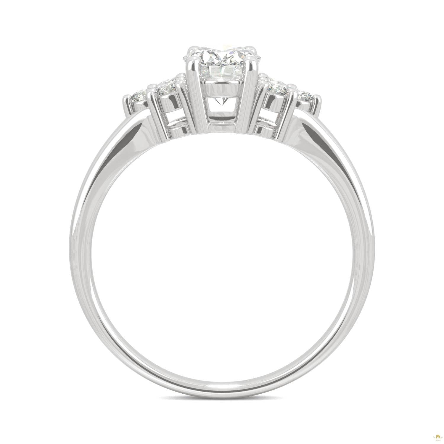 1.08 CTW   Oval Moissanite Engagement Ring in 14K White Gold