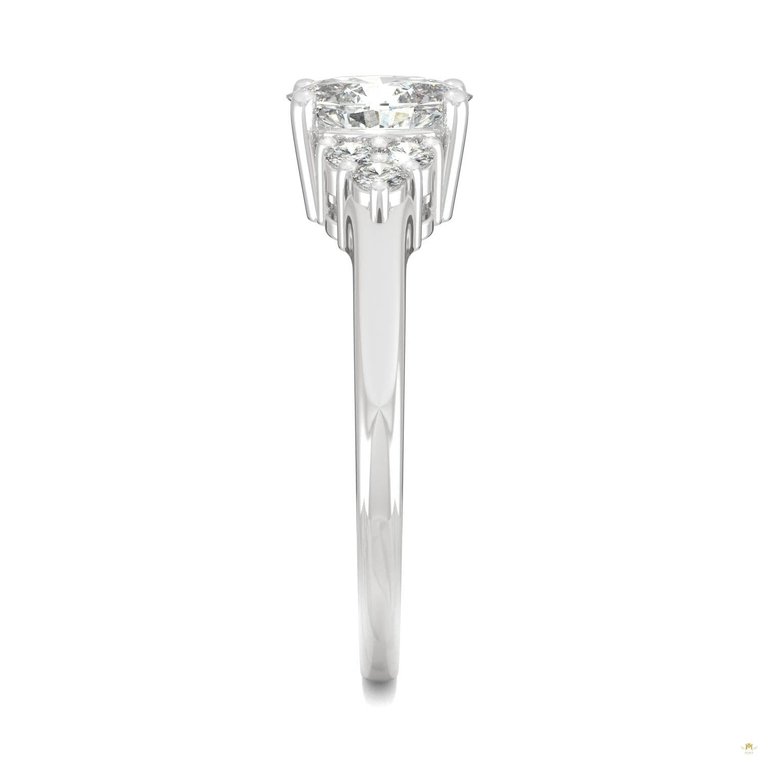 1.08 CTW   Oval Moissanite Engagement Ring in 14K White Gold