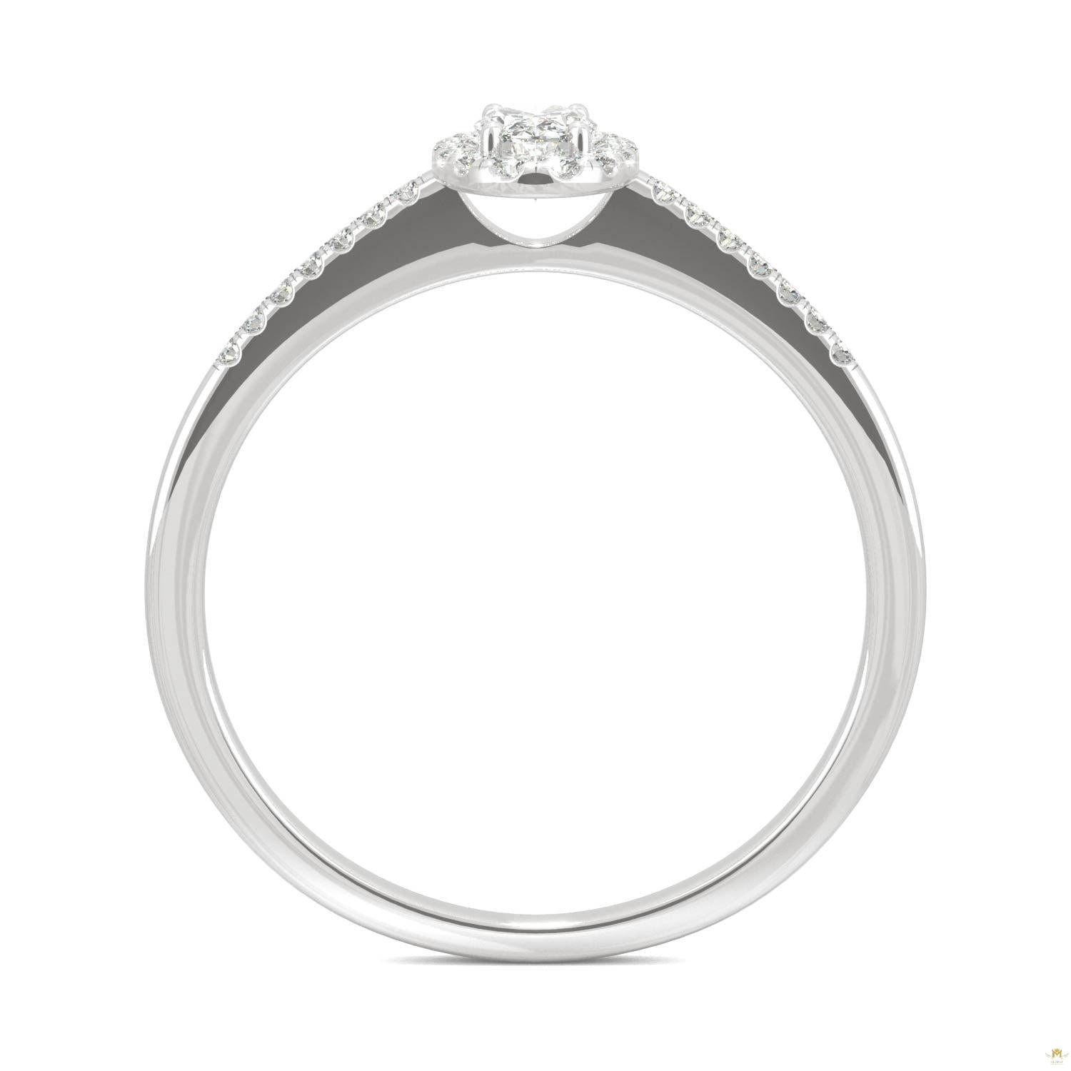 0.41 CTW   Oval Moissanite Halo Ring in 14K White Gold